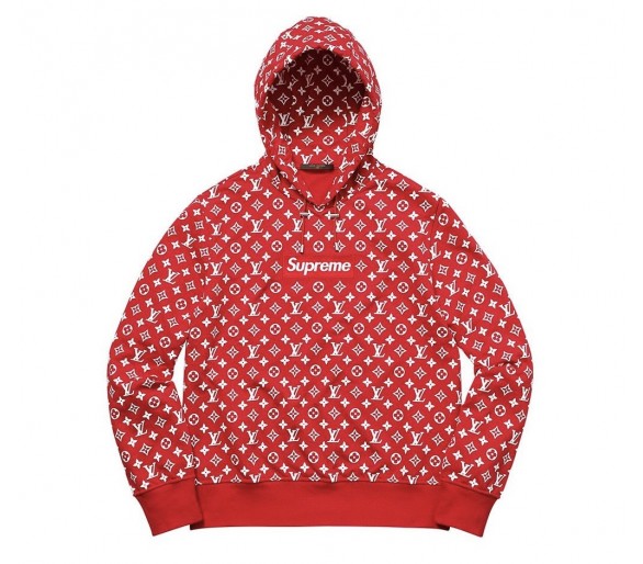 Louis Vuitton x Supreme Box Logo Hooded Sweatshirt Red