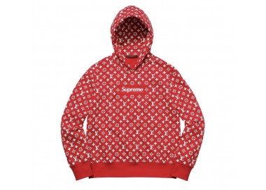 Supreme Louis Vuitton Circle Logo Red Pullover Hooded Sweatshirt - Tagotee