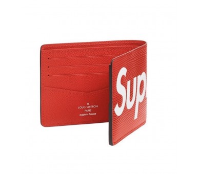 Louis Vuitton Red Epi Leather X Supreme Slender Wallet Louis Vuitton