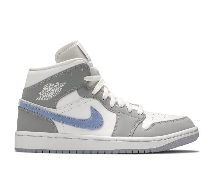 grey and white jordans mid